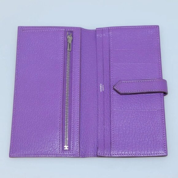 HERMES Bean Soufflé Wallet Shave Purple Auth yk19464V - Picture 9 of 16
